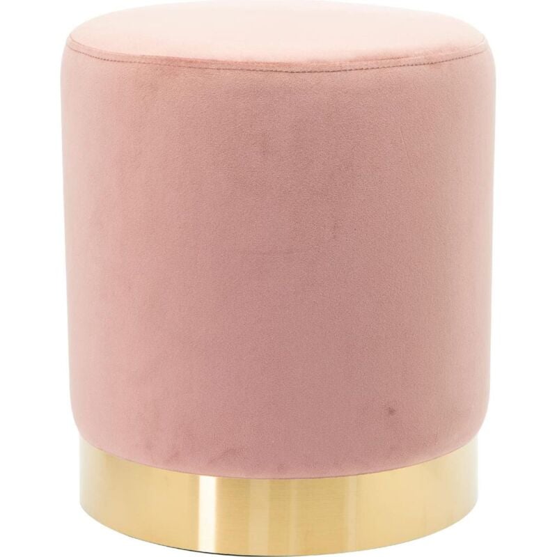 foto del prodotto pouf in velluto poggiapiedi sgabello per casa soggiorno letto camera salotto divano tavolino rotondo poltrona rosa marvin