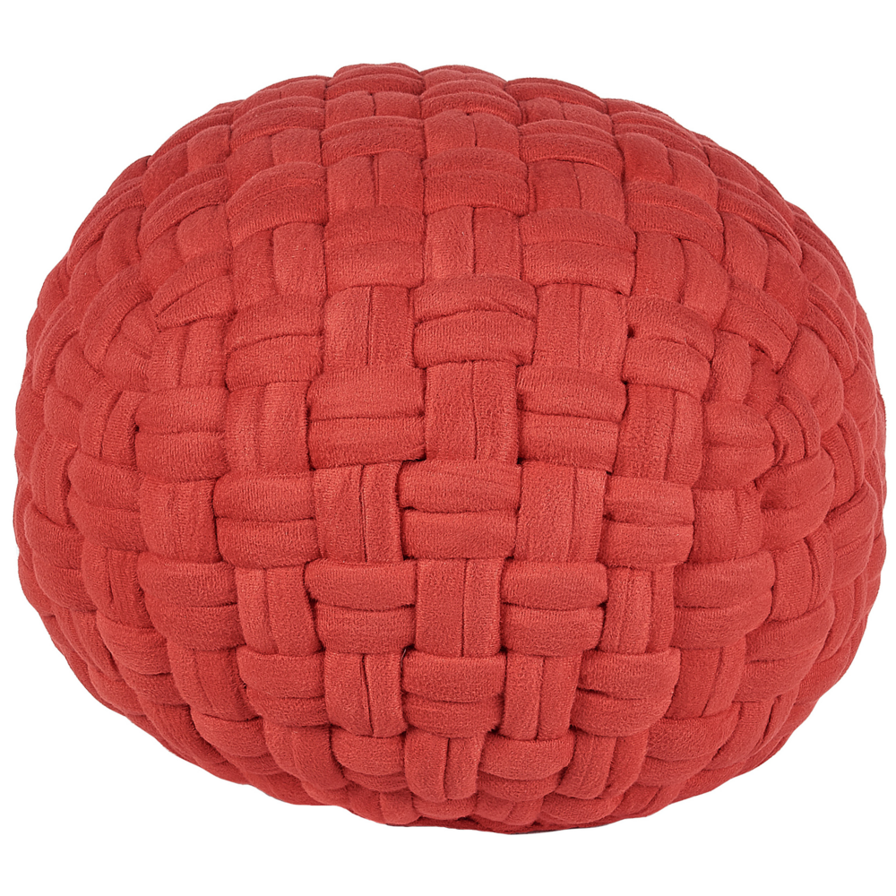 foto del prodotto pouf in velluto rosso 45 x 35 cm intrecciato a cesto fatto a mano rotondo con imbottitura in eps poggiapiedi