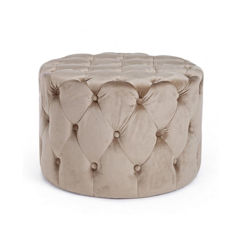 foto del prodotto pouf in velluto tortora lorella diametro 60x h42 cm