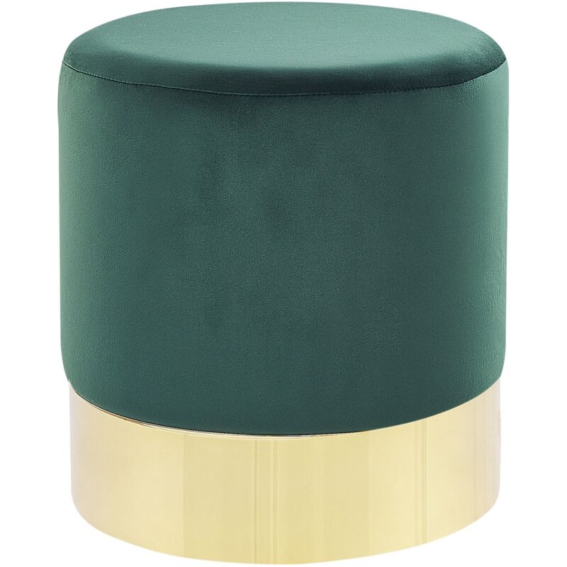 foto del prodotto pouf in velluto verde scuro e oro 39 cm sophia
