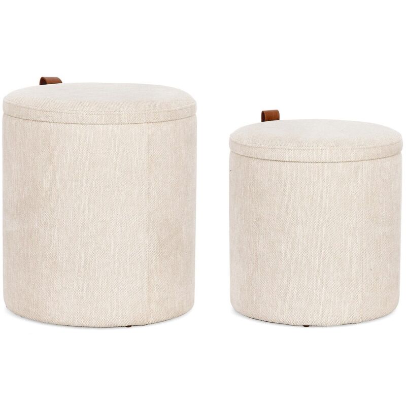 foto del prodotto pouf katia contenitore struttura in mdf rivestimento in poliestere per interno set da 2 ginger