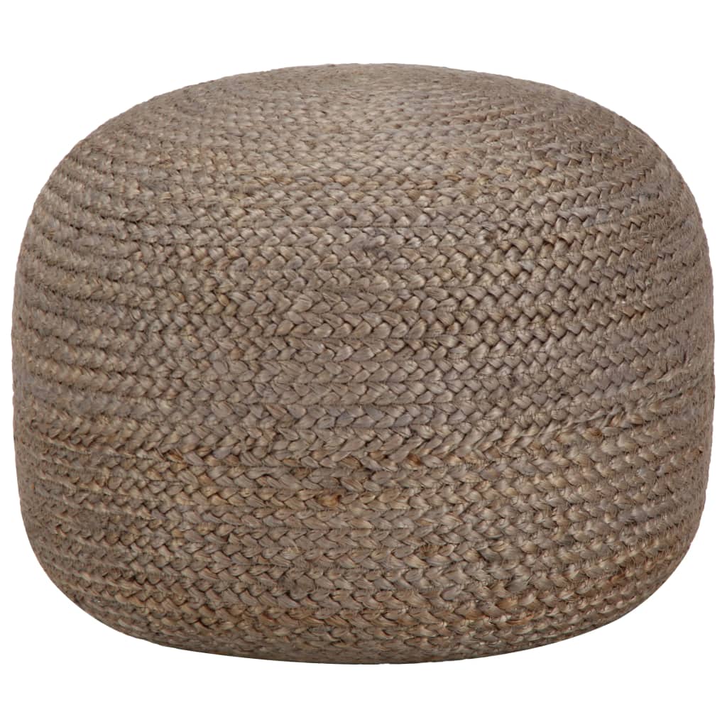 foto del prodotto pouf lavorato a mano grigio chiaro 45x30 cm in juta cod mxl 67700