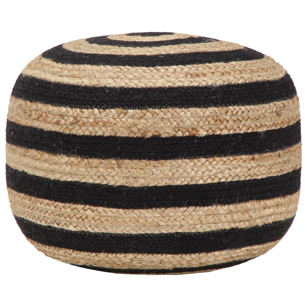 foto del prodotto pouf lavorato a mano nero 45x30 cm in juta cod mxl 76363