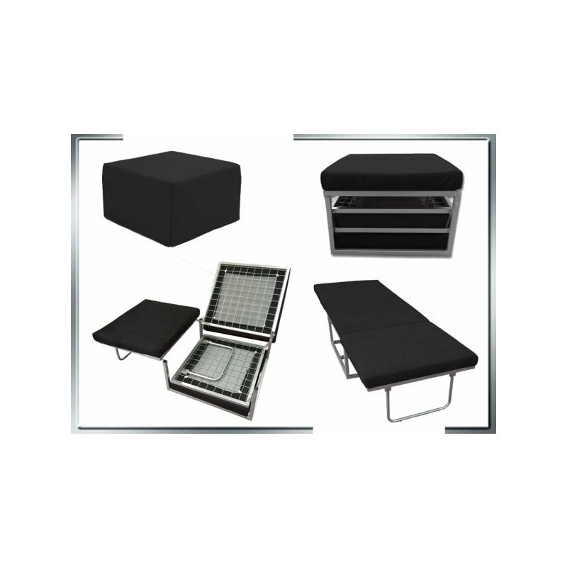 foto del prodotto pouf letto a scomparsa, letto richiubibile in microfibra nero sicorage appy