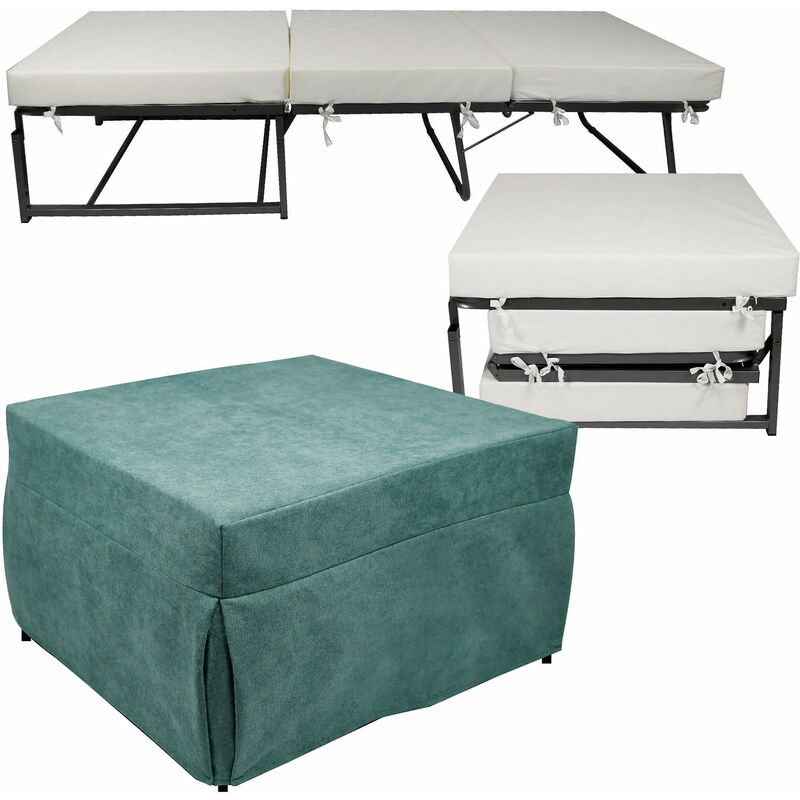 foto del prodotto pouf letto brandina con materasso pieghevole 78x78x47 cm avalli contract azzurro