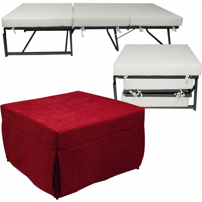 foto del prodotto pouf letto brandina con materasso pieghevole 78x78x47 cm avalli contract rosso