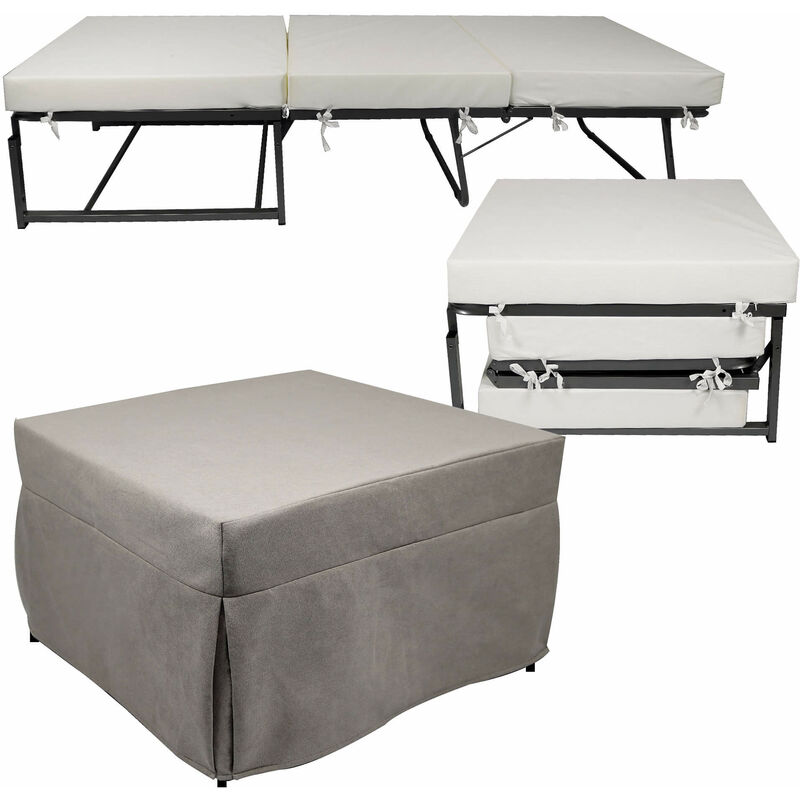 foto del prodotto pouf letto brandina con materasso pieghevole 78x78x47 cm avalli contract tortora