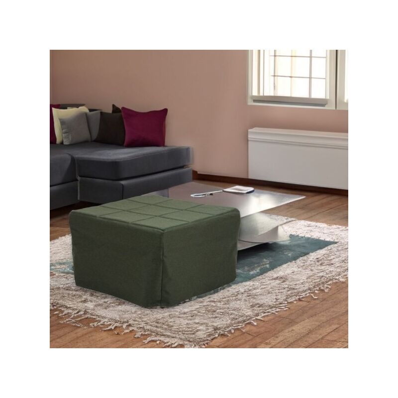 foto del prodotto pouf letto singolo pieghevole vega tessuto colore verde scuro