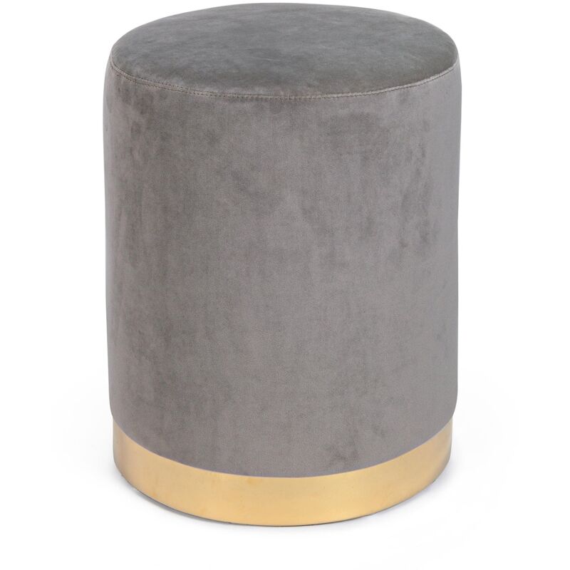 foto del prodotto pouf lucilla in velluto anticato h 40 cm arredamento per salotto moderno tortora