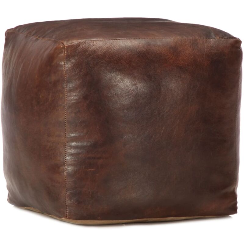 foto del prodotto pouf marrone scuro 40x40x40 cm in vera pelle di capra vidaxl