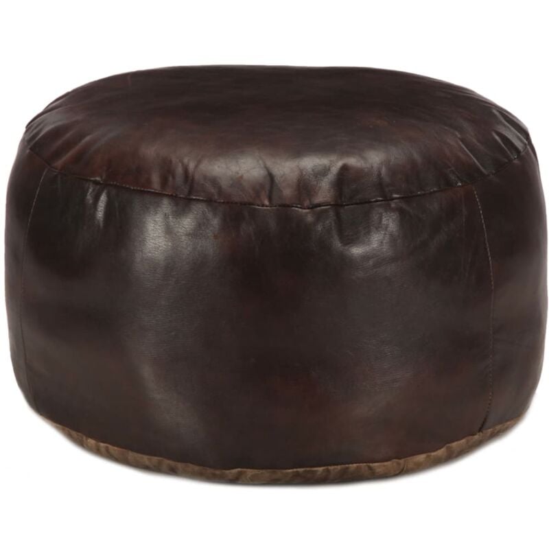 foto del prodotto pouf marrone scuro 60x30 cm in vera pelle di capra vidaxl