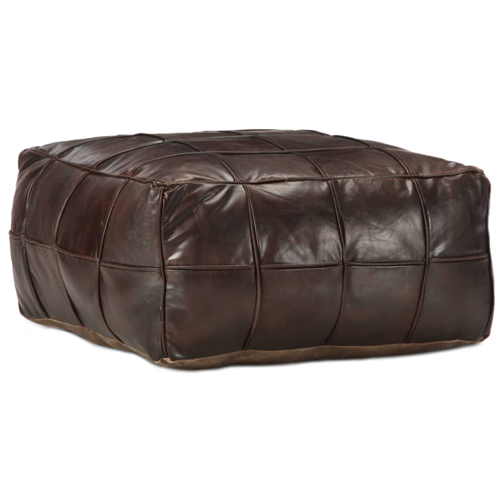 foto del prodotto pouf marrone scuro 60x60x30 cm in vera pelle di capracod mxl 82252