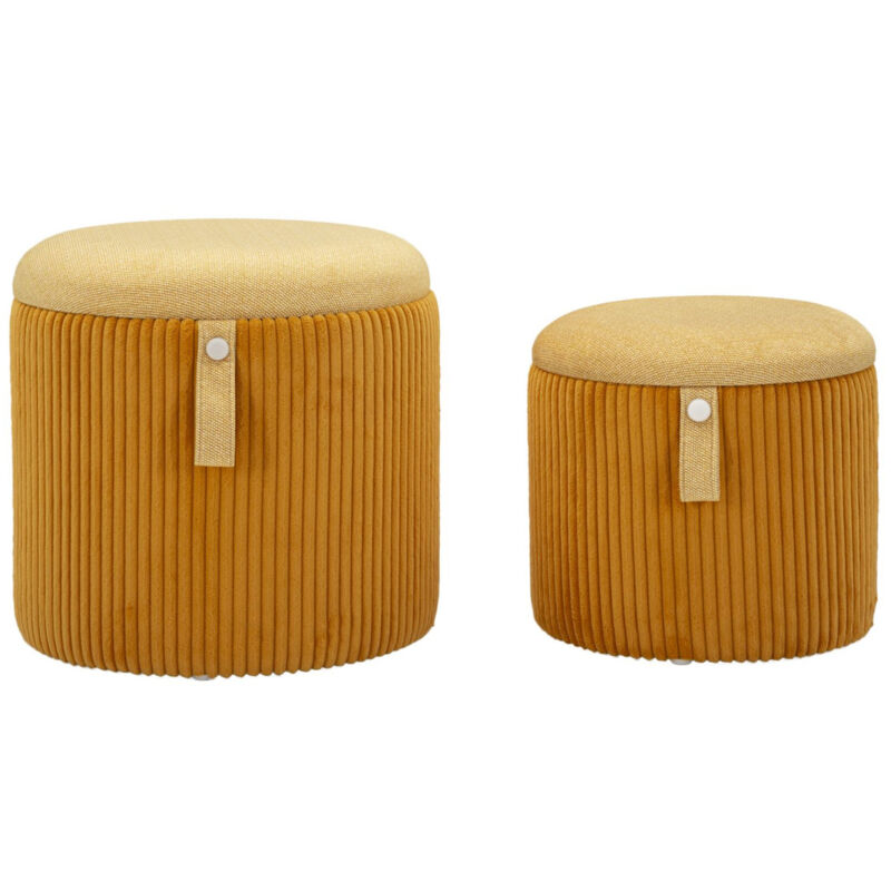 foto del prodotto pouf mf718, mdf, spugna, poliestere, giallo, 38x38x38 cm