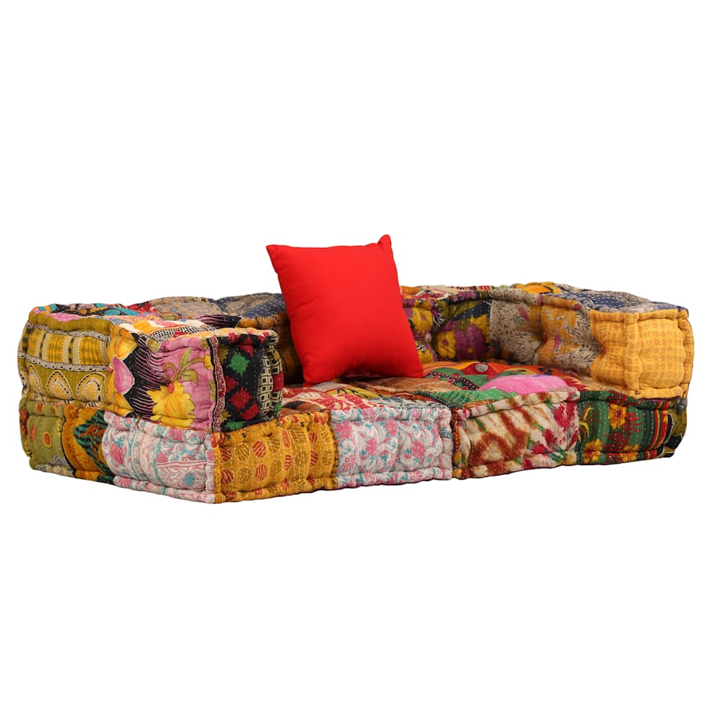 foto del prodotto pouf modulare a 2 posti in tessuto patchwork
