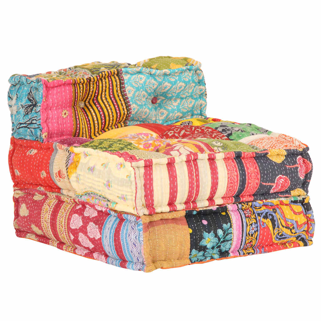 foto del prodotto pouf modulare in tessuto patchwork