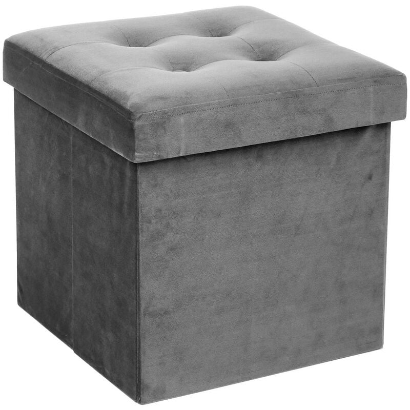 foto del prodotto pouf mouse pieghevole lysandre in velluto grigio atmosphera cr ateur d int rieur