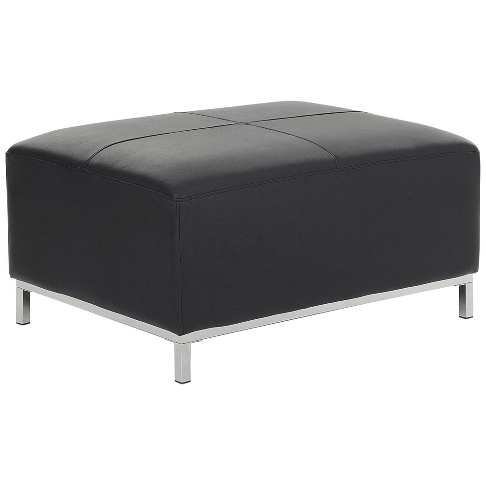 foto del prodotto pouf nero poggiapiedi imbottito in vera pelle rettangolare minimalista moderno