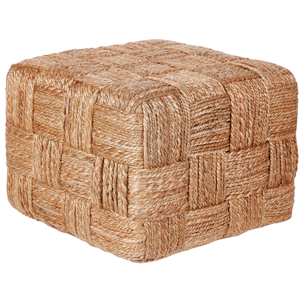 foto del prodotto pouf ottoman beige juta 50 x 50 x 35 cm eps perline riempimento quadrato stile boho soggiorno