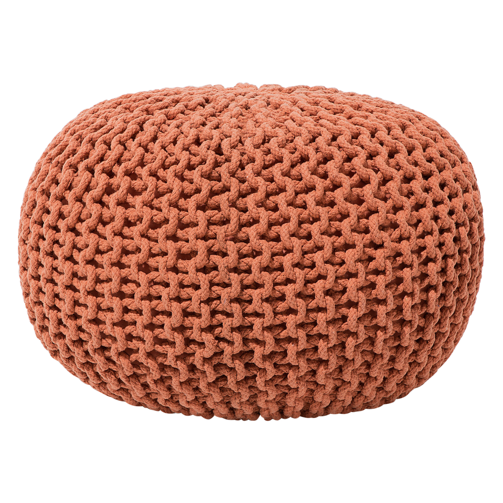 foto del prodotto pouf ottomana in cotone lavorato a maglia in rame con perline eps riempimento rotondo piccolo poggiapiedi 40 x 25 cm