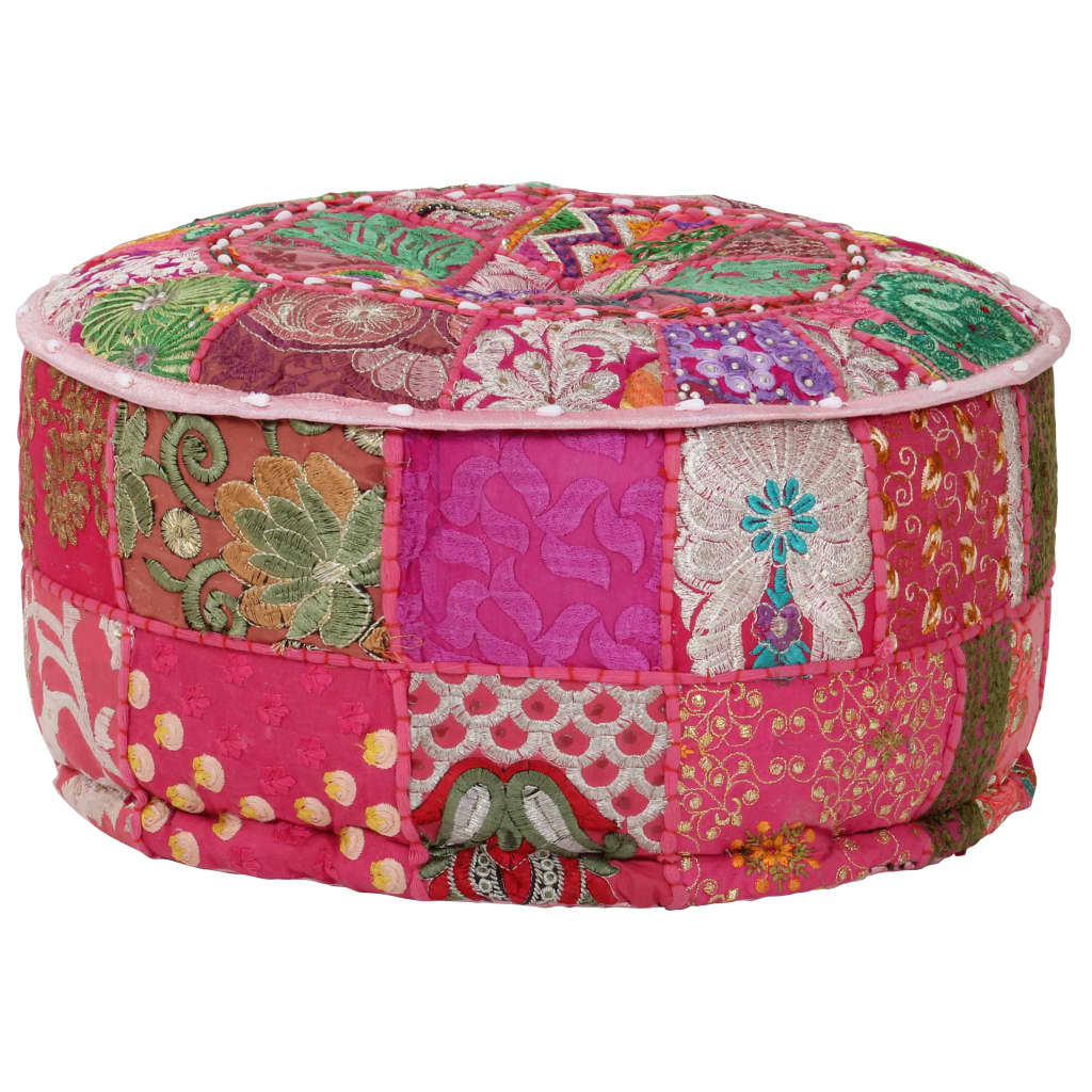 foto del prodotto pouf patchwork rotondo fatto a mano in cotone 40x20 cm rosacod mxl 82251