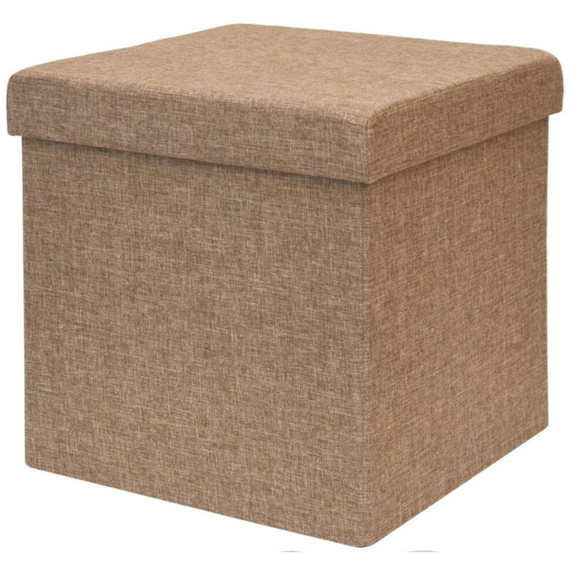 foto del prodotto pouf pieghevole con vano per conservare oggetti 38x38x38cm marrone chiaro