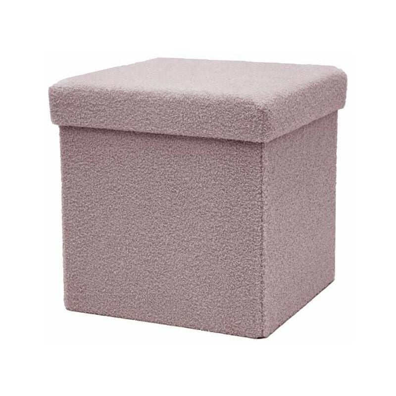 foto del prodotto pouf pieghevole in teddy boucl rosa 38x38x38 cm