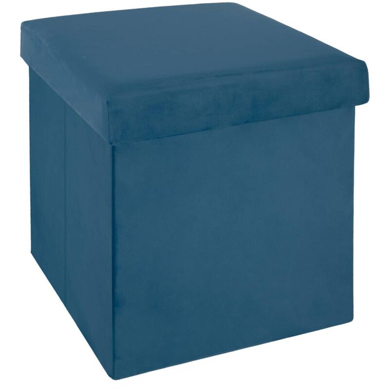 foto del prodotto pouf pieghevole tess in velluto blu atmosphera cr ateur d int rieur