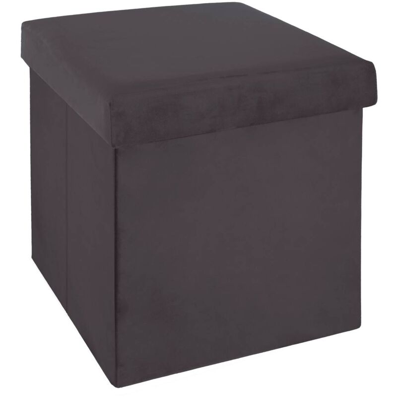 foto del prodotto pouf pieghevole tess in velluto grigio atmosphera cr ateur d int rieur