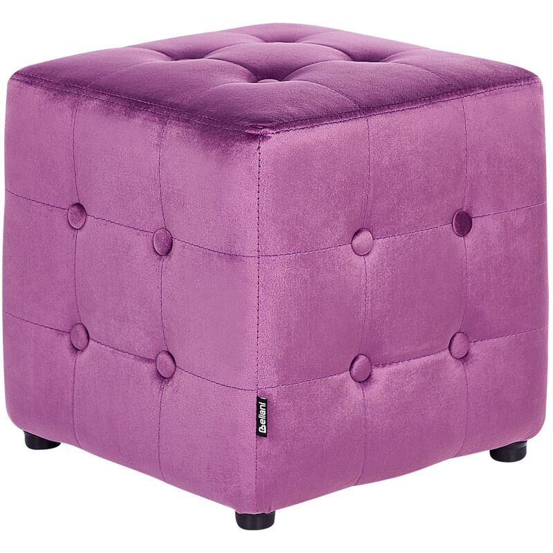 foto del prodotto pouf poggiapiedi a cubo in tessuto viola stile chesterfield wisconsin