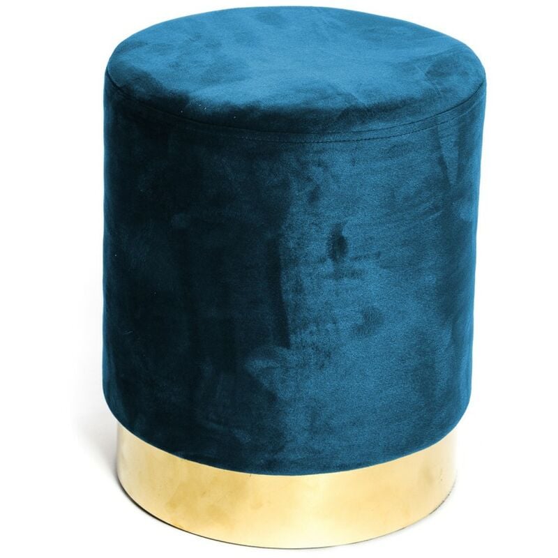 foto del prodotto pouf poggiapiedi cilindro velvet in velluto unito blu