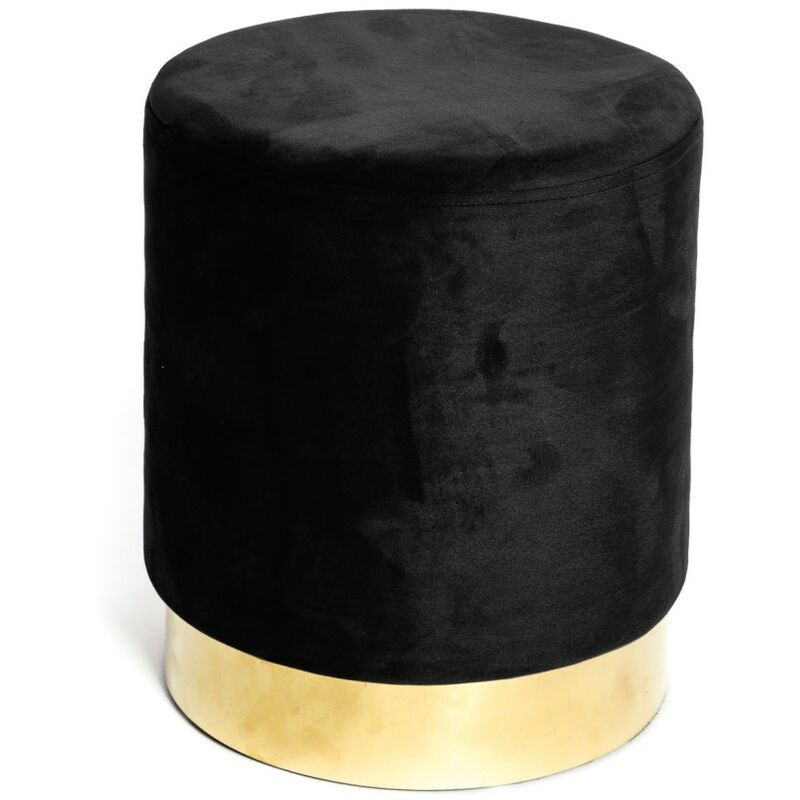 foto del prodotto pouf poggiapiedi cilindro velvet in velluto unito nero