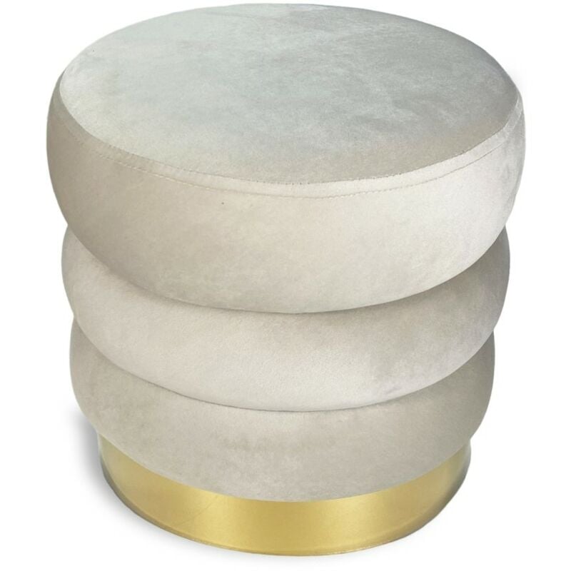 foto del prodotto pouf poggiapiedi cilindro velvet trapuntato in velluto unito beige