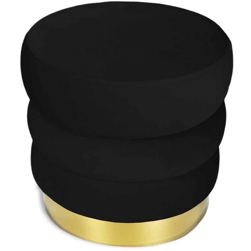 foto del prodotto pouf poggiapiedi cilindro velvet trapuntato in velluto unito nero