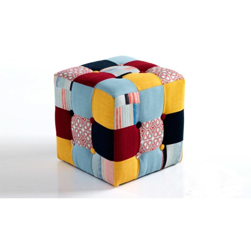 foto del prodotto pouf poggiapiedi in tessuto patchwork 35x35 cm editor