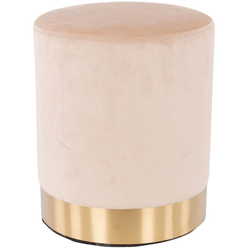 foto del prodotto pouf poggiapiedi in velluto beige struttura in legno 31x31x38 cm base dorata metallo