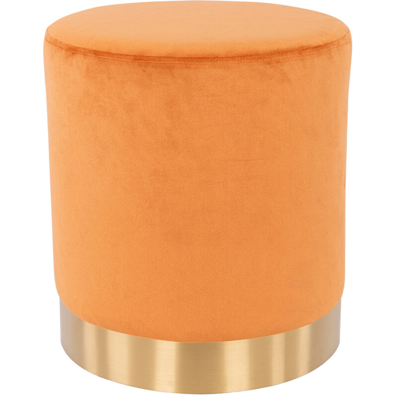 foto del prodotto pouf poggiapiedi in velluto terracotta struttura legno 31x31x38 cm base dorata metallo