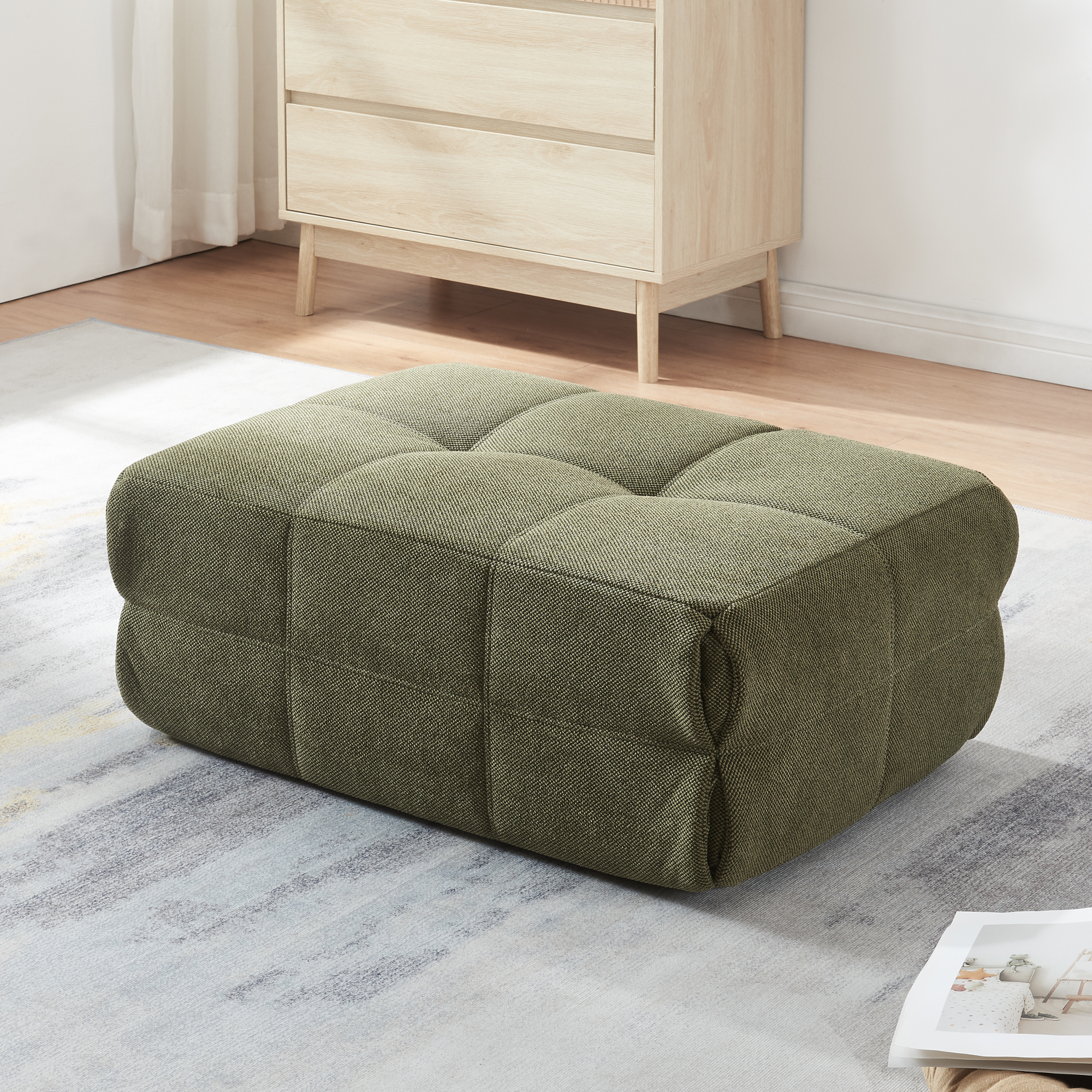 foto del prodotto pouf poggiapiedi koskyvn imbottito 35 x 80 x 55 cm verde en.casa 