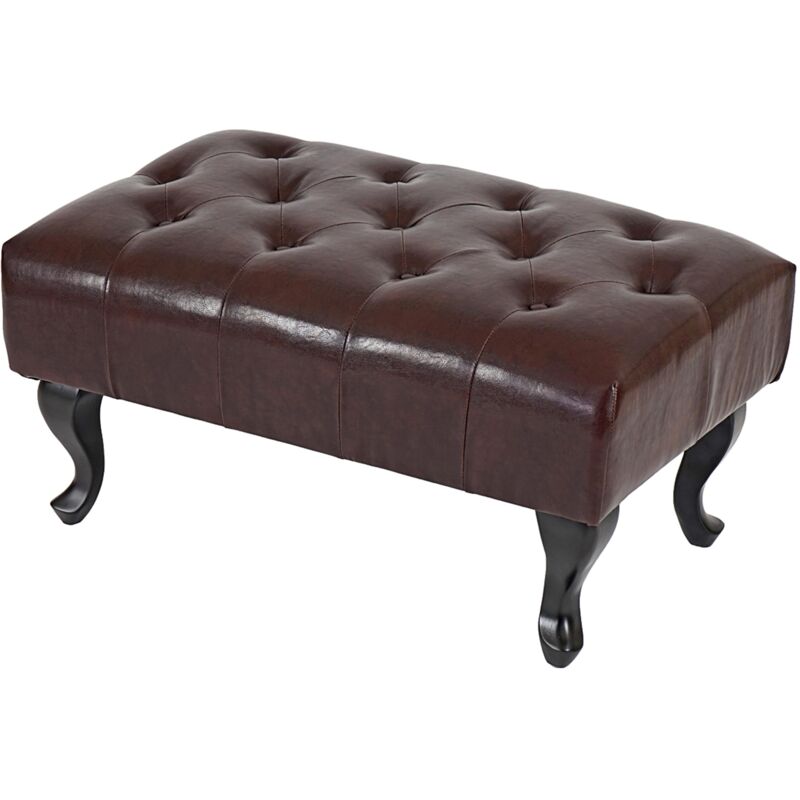 foto del prodotto pouf poggiapiedi ottomano stile vittoriano chesterfield 39x77x47cm ecopelle marrone