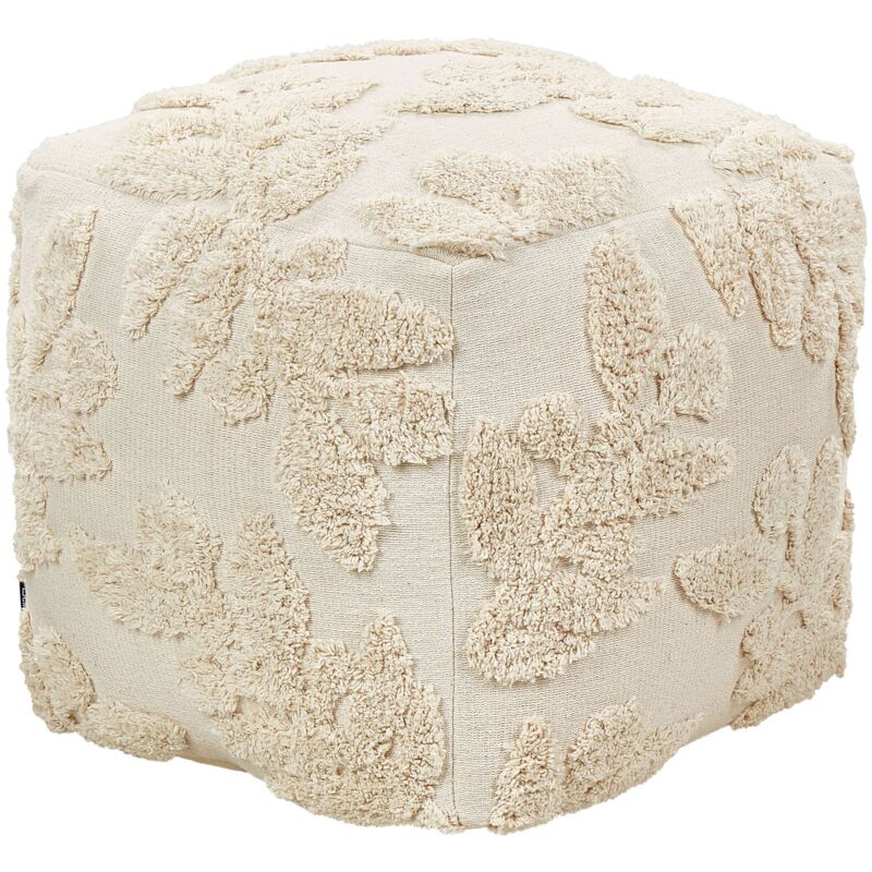 foto del prodotto pouf poggiapiedi quadrato con imbottitura in eps rivestimento in cotone con motivo floreale beige multan