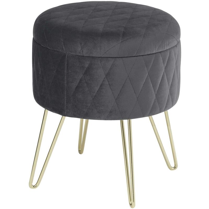 foto del prodotto pouf poggiapiedi rimovibile sgabello stoccaggio contenitore velluto grigio scuro woltu