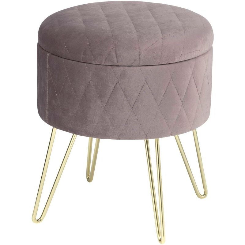 foto del prodotto pouf poggiapiedi rimovibile sgabello stoccaggio contenitore velluto rosa woltu