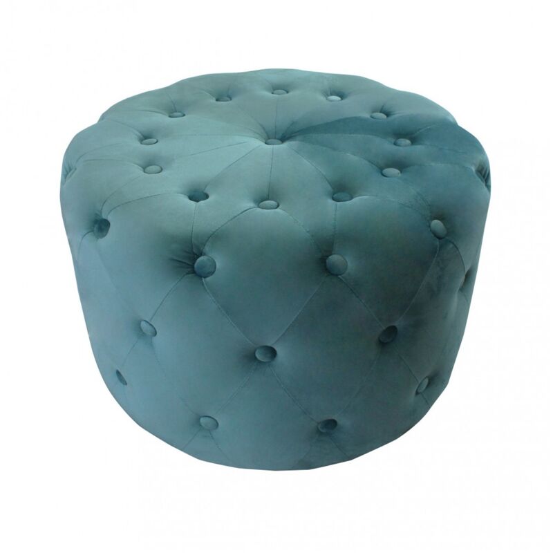 foto del prodotto pouf poggiapiedi rotondo in velluto verde 67 x 41 cm