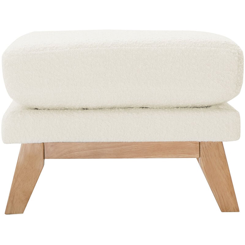 foto del prodotto pouf poggiapiedi scandinavo sfoderabile bianco effetto lana boucl oslo