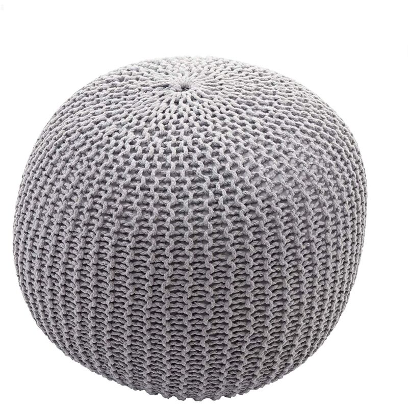foto del prodotto pouf poggiapiedi sgabello con aspetto a maglia larga 40x50 cm grigio tabo04007