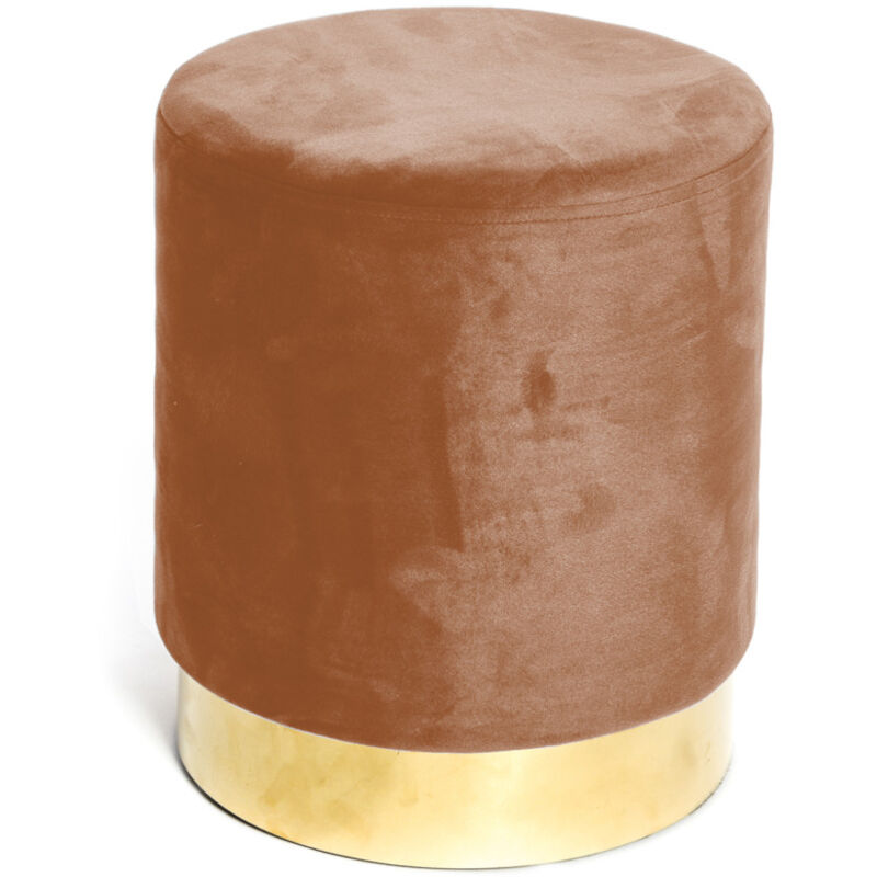 foto del prodotto pouf poggiapiedi velvet in velluto ruggine con base dorata design elegante, 32xh40 cm, morbido, resistente fino a 150 kg