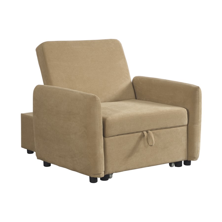 foto del prodotto pouf poltona letto oulida in tessuto taupe con braccioli 95x107x87 cm