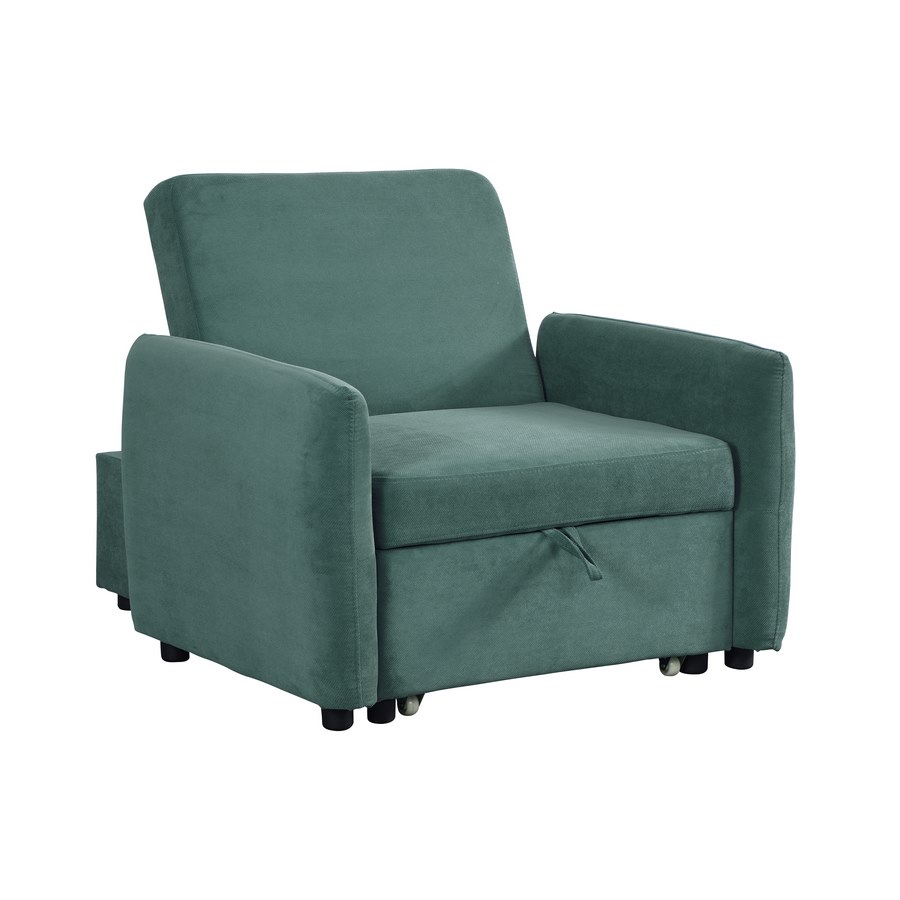 foto del prodotto pouf poltona letto oulida in tessuto verde smeraldo con braccioli 95x107x87 cm