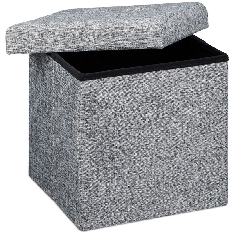foto del prodotto pouf portaoggetti pieghevole sgabello pieghevole in lino 38 x 38 cm grigio 2013100