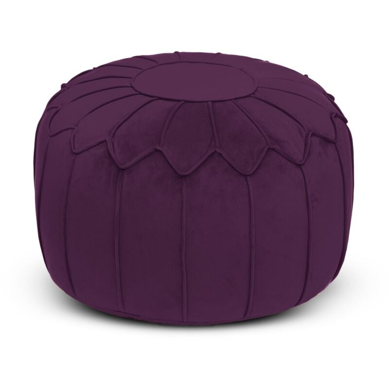 foto del prodotto pouf pouf per interni, pouf pouf di lusso per soggiorno, pouf in velluto 45x27 cm con imbottitura in perline, pouf da gioco per adulti melanzane