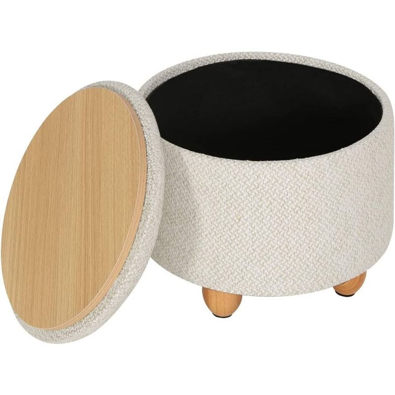 foto del prodotto pouf pouff puff contenitore baule sgabello in tessuto beige 39x33 cm woltu
